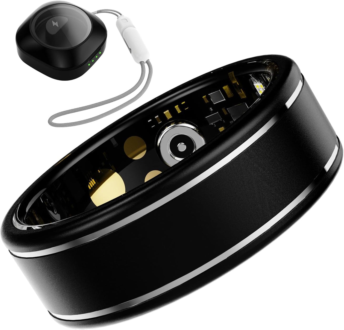 Activity Tracker Ring for Men – Smart Ring with Heart Rate, SpO2, Blood Pressure, Sleep Monitoring, Step & Calorie Counter, 5ATM Waterproof, No Subscription Fee (Black 7)