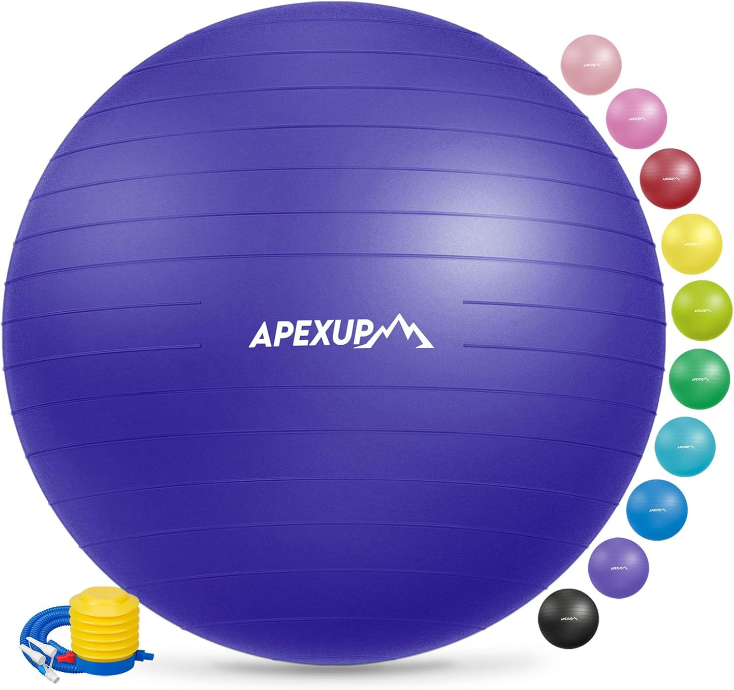 APEXUP Yoga & Pilates Ball - Anti Slip Heavy Duty Gym Ball for Fitness, Balance & Core Workout
