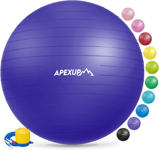 APEXUP Yoga & Pilates Ball - Anti Slip Heavy Duty Gym Ball for Fitness, Balance & Core Workout