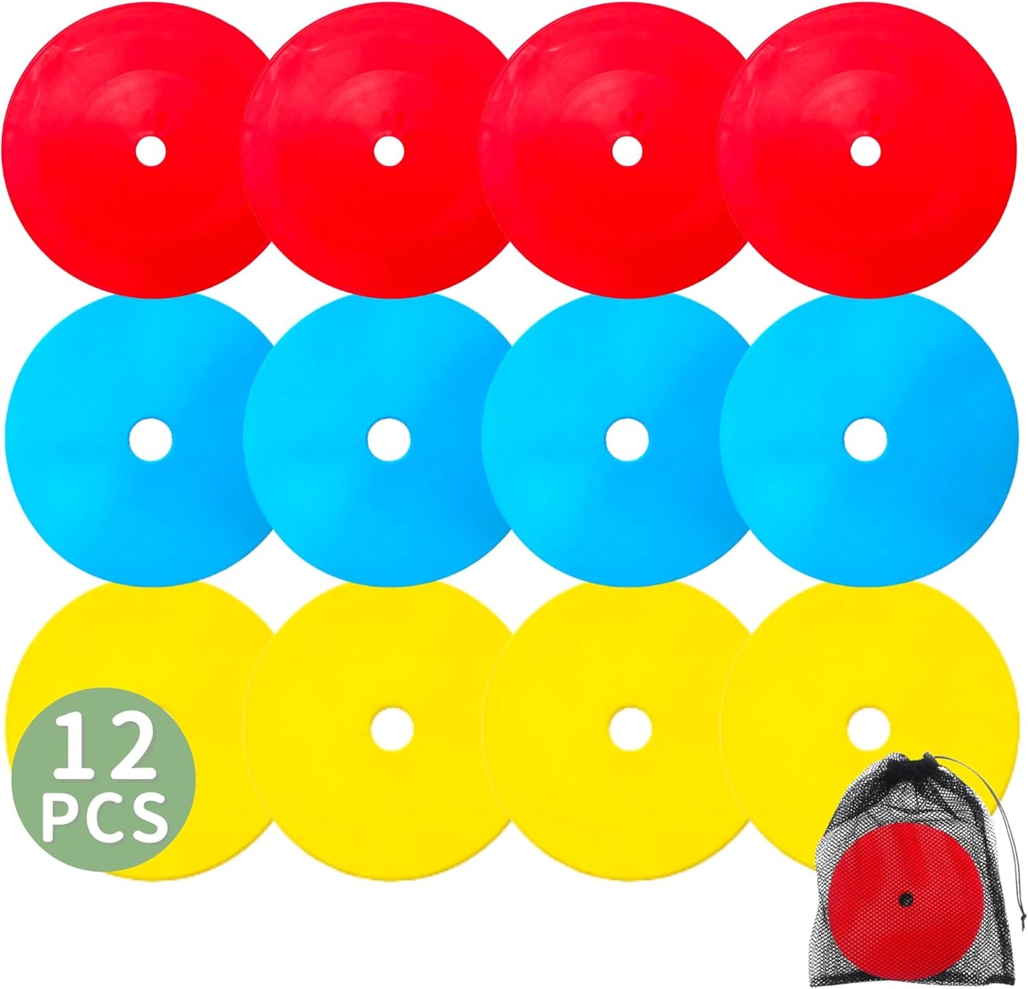 LEZER 6 Inch 8 Inch Flat Cones, Spot Markers, Soccer Cones, Field Court Markers, Sit Spots, Flat Discs, Soccer Training Equipment, Agility Practice, Football, Made in Taiwan