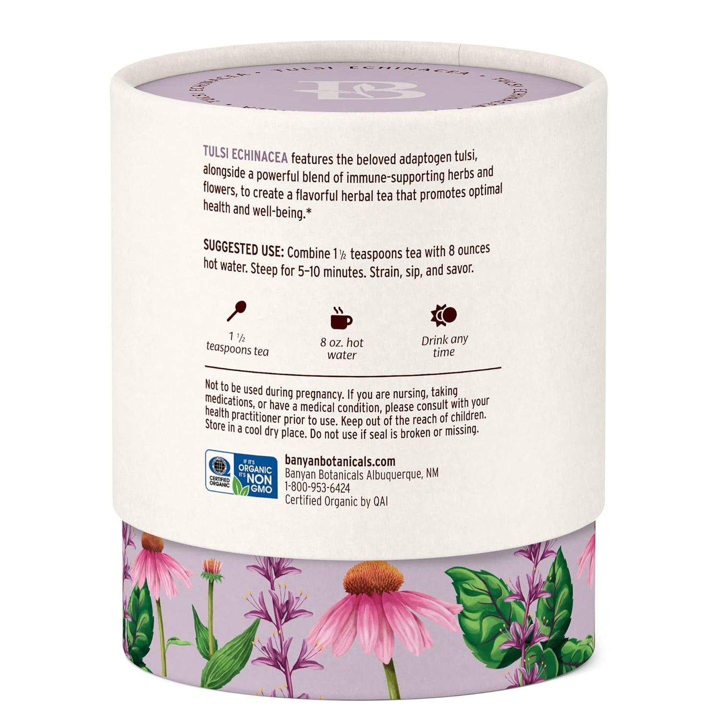 Banyan Botanicals Tulsi Echinacea Tea – Organic Immune Support Tea with Turmeric & Rosehip – Caffeine Free Tea for Healthy Immune Function* – 2 oz. – Non-GMO Sustainably Sourced Herbal Loose Leaf Tea