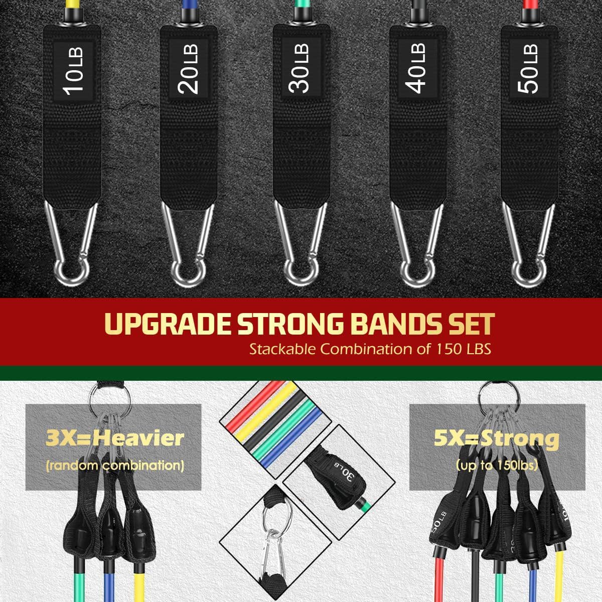 VEICK Resistance Bands, Exercise Bands, Workout Bands, Resistance Bands for Working Out with Handles for Men and Women, Exercising Bands for Fitness Weights Work Out at Home