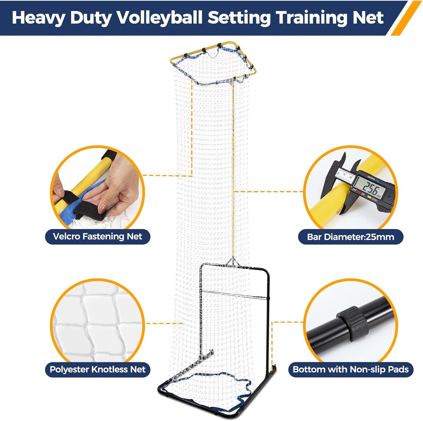 Volleyball Setter Training Equipment 8 Adjustable Heights,Sturdy and Durable 130inch Volleyball Setter Training Net 6 Adjustable Angles for Indoor and Outdoor Training