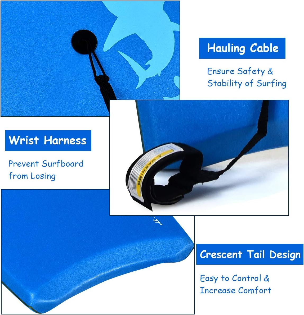 Goplus 41''/37''/33'' Lightweight Body Board for Beach, Surf Board with EPS Core, XPE Deck, HDPE Slick Bottom, Wrist Leash, Bodyboard for Kids Adults Surfing