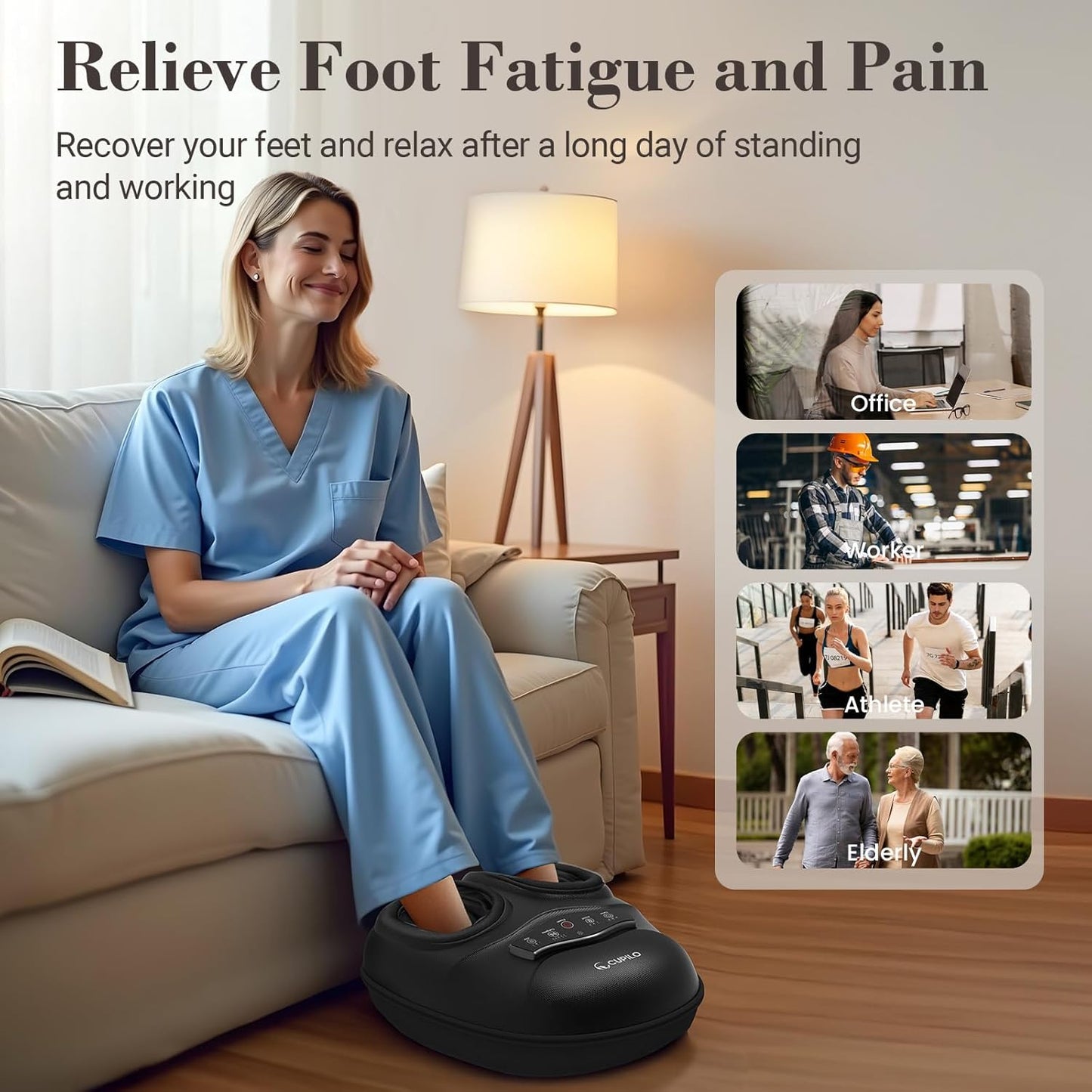 Shiatsu Foot Massager with Heat - Deep Tissue Kneading Foot Massager for Plantar Fasciitis,Adjustable Compression & Heat for Neuropathy Pain,Feet Fatigue,Gifts for Women Men