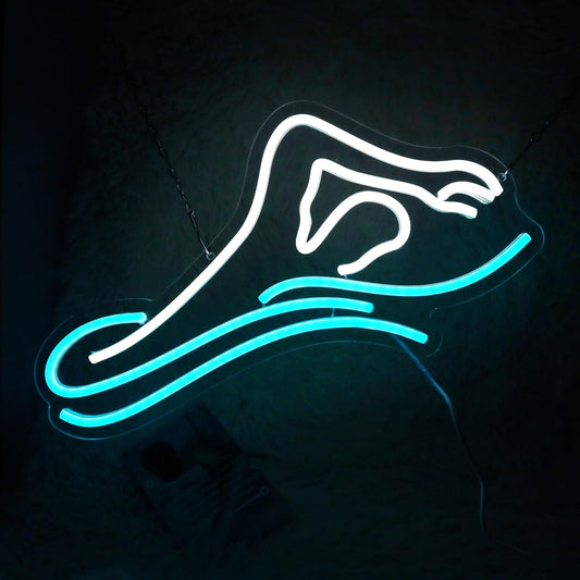 Man Swim Neon Sign For Swimming Pool Club Wall Sign Decor Teen Boy Sports Gifts Man Cave Game Room Bar Pub 16.5"×8.7"