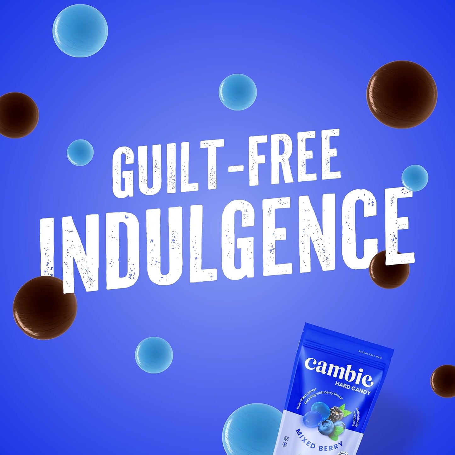 Cambie Sugar Free Mixed Berry Hard Candy - 1 Pound of Individually Wrapped Sugar Free Hard Candy, Berry Burst with Blueberry & Blackberry Flavor, Keto & Diabetic Friendly