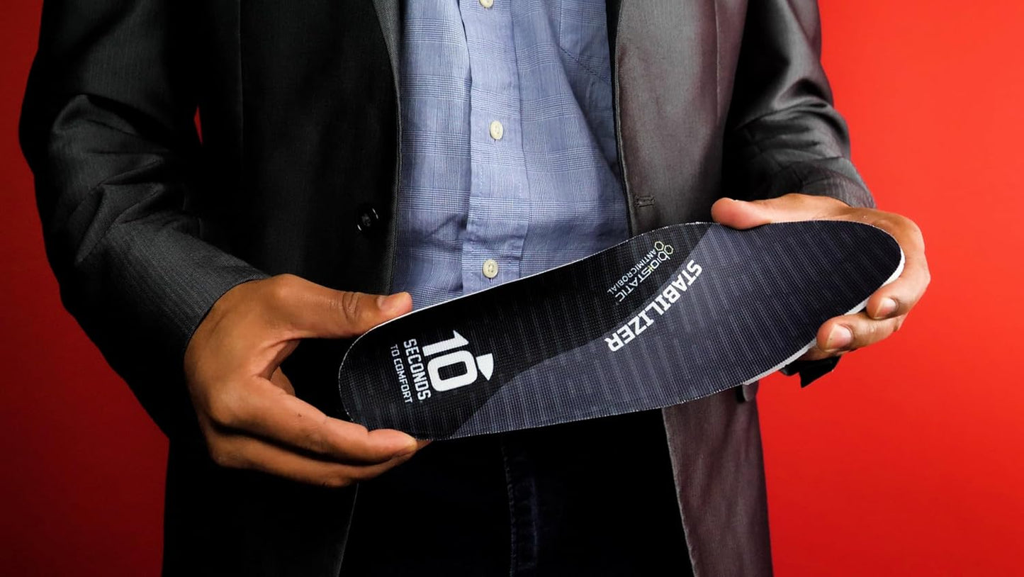 10 Seconds Stabilizer Insole, Medium Corrective Arch, Soft Support, Designed for Instability and Low-Profile Footwear, Deep Heel Cup, Anti Odor and Blister Topper (M 12.5/13.5)