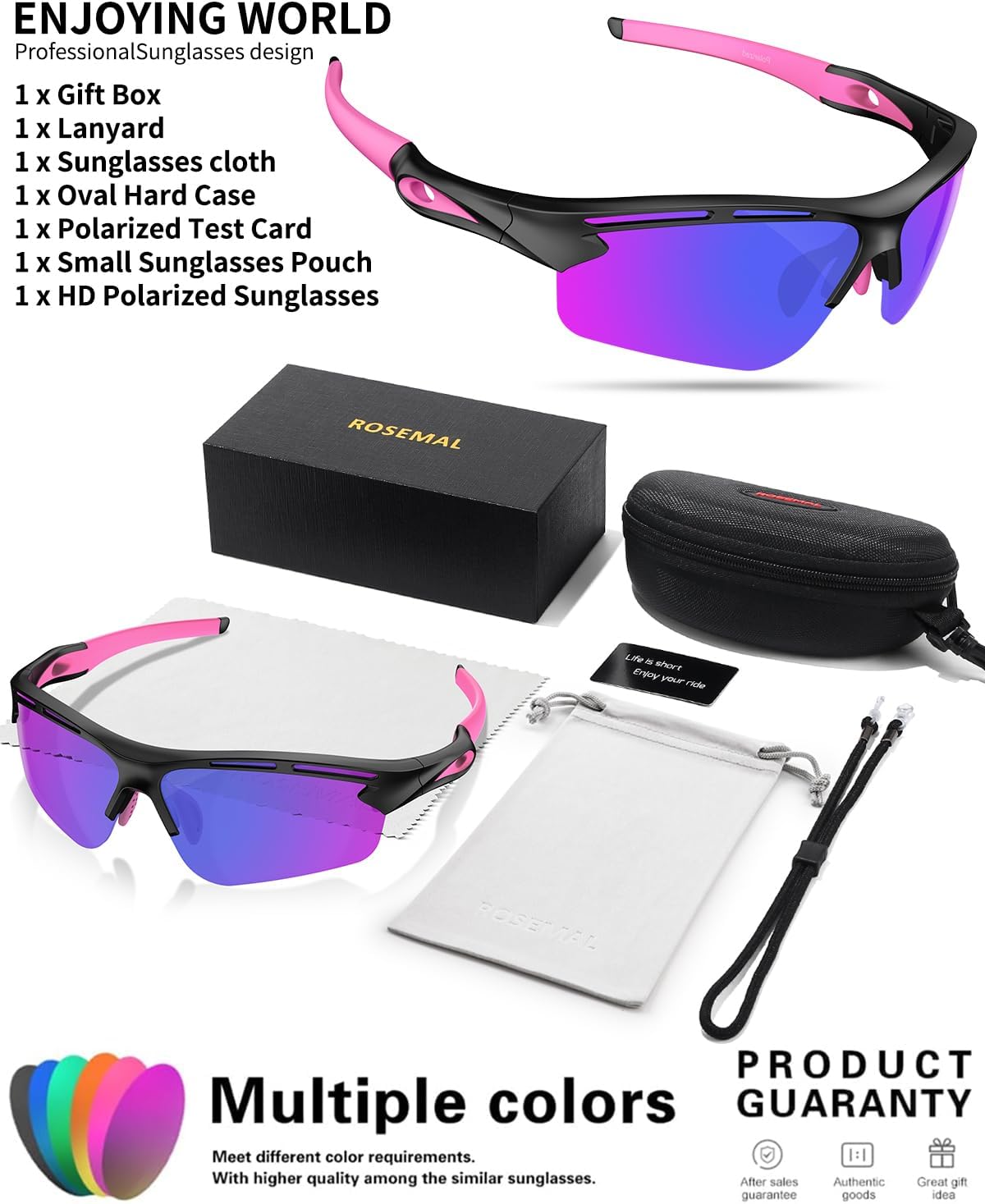 Polarized Sports Sunglasses for Men Women,UV400 Protection Sunglass for Running Cycling Fishing Hiking TR90