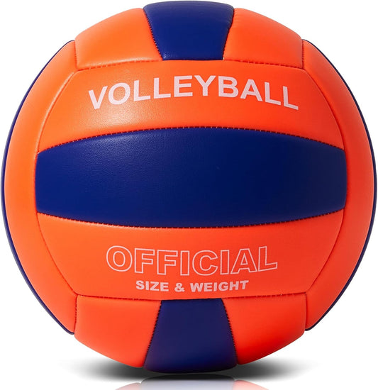 Volleyball Size 5 PU Leather Soft Indoor Outdoor Volleyballs Sports Training Game Play Ball for Beginner, Teenager, Adult, 8.2