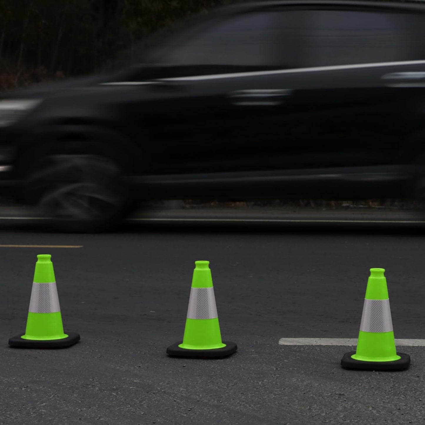 OrangeStar 12" Traffic Cones 4-Pack, Green Safety Cones with Reflective Collar & Heavy Duty Base for Driving Practice, Parking Lots, Roadwork, Construction | Indoor & Outdoor Use