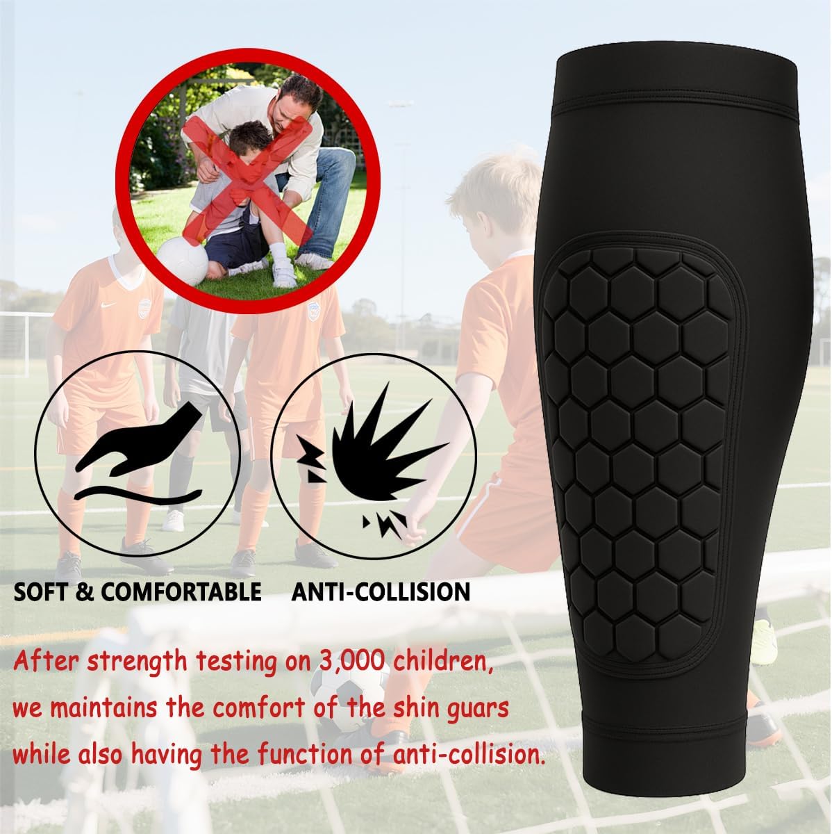 Shin Defender Shin Guards - 2 Pairs of Shin Defender Shin Guards Kids, Soccer Shindefender Sleeves for Youth Adult