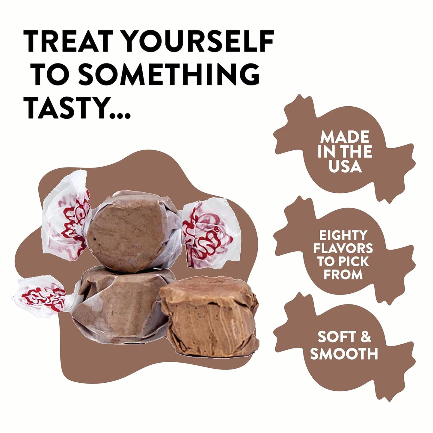 Taffy Town Saltwater Taffy- Chocolate | Gourmet Taffy| Nougat-Style Candy| Soft & Delicious| Snack Treats| Party Good Candies| 2.5lbs