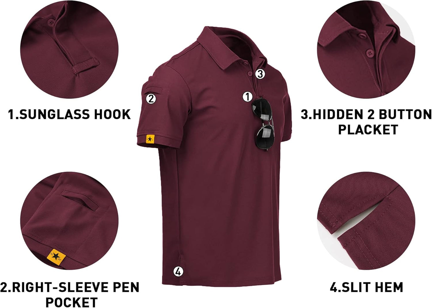 V VALANCH Mens Polo Shirts Short Sleeve Moisture Wicking Golf Polo Athletic Collared Shirt Tennis T-Shirt Tops