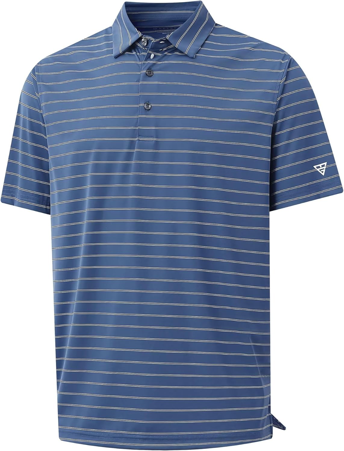 M MAELREG Mens Striped Golf Shirts Short Sleeve Silk-Like Touch Water-Resistant Breathable Soft Collared Polo Shirts for Men