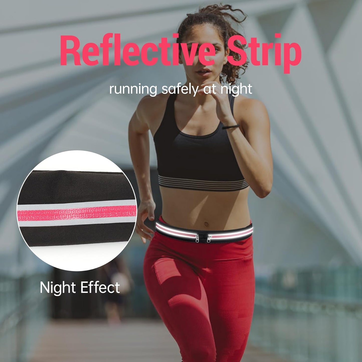 Slim Running Belts for Women Men - Running Phone Holder Fanny Pack for Key, Accessories Fits ALL Cell Phones, Pink