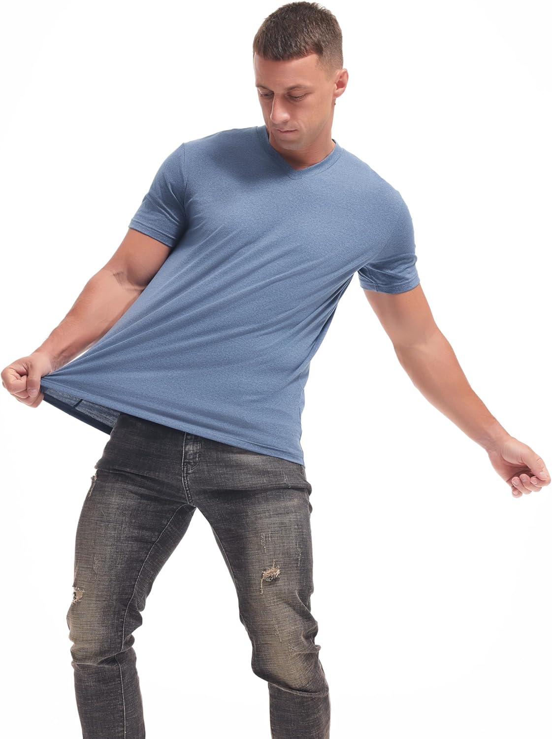 VEIISAR Premium V Neck T Shirts for Men - Modern Fitted Tees Vneck Undershirts