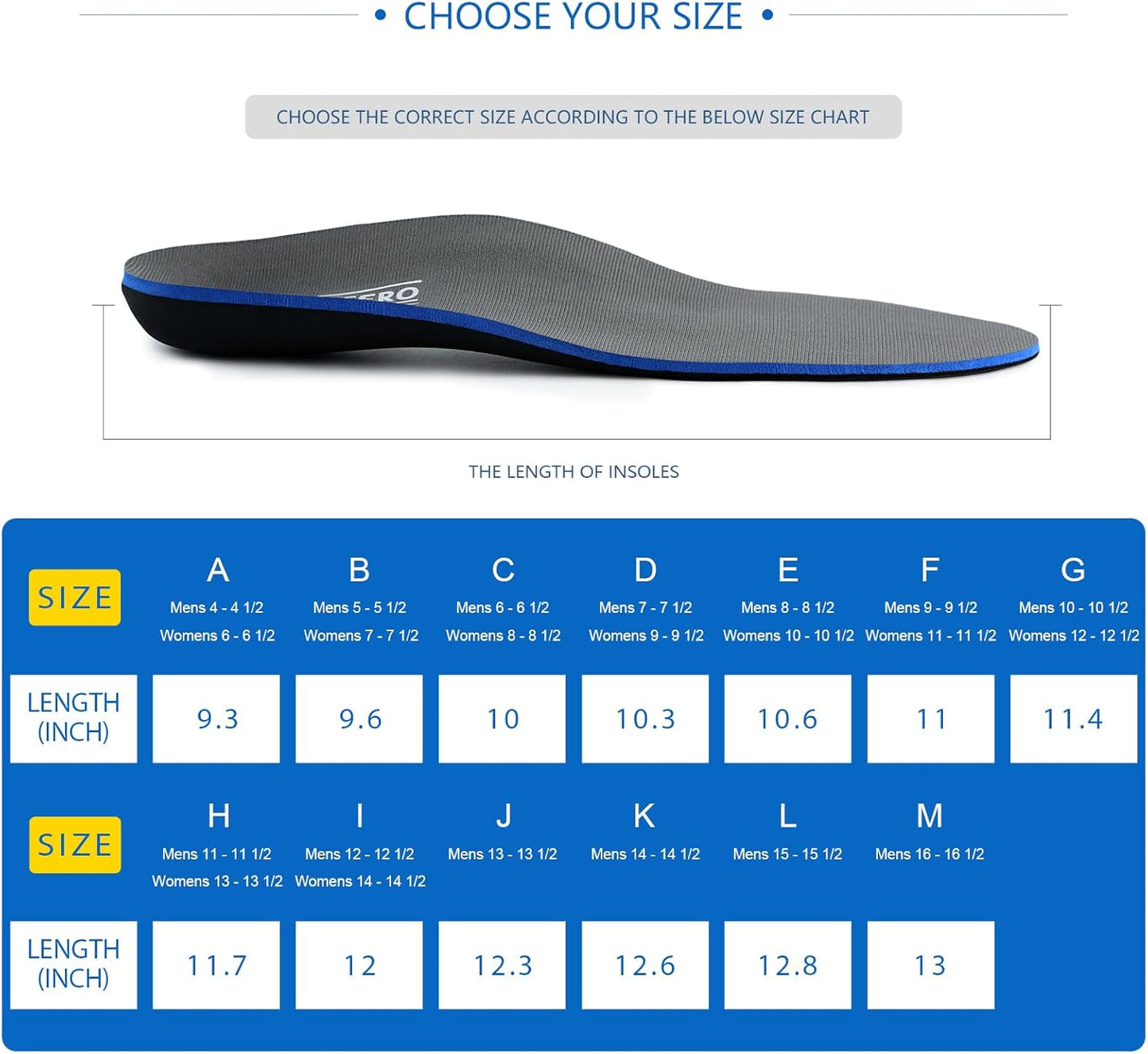 Plantar Fasciitis Feet Insoles Arch Supports Orthotics Inserts Relieve Flat Feet, High Arch (Mens 10-10 1/2 | Womens 12-12 1/2)