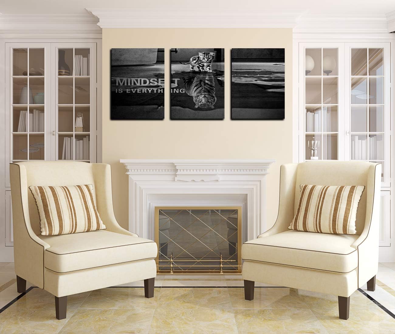 3 Panels Mindset is Everything Motivational Canvas Wall Art Inspirational Entrepreneur Quotes Poster Print Artwork Painting Picture for Framed Home Decoration Living Room office bedroom 72''W x 36''H