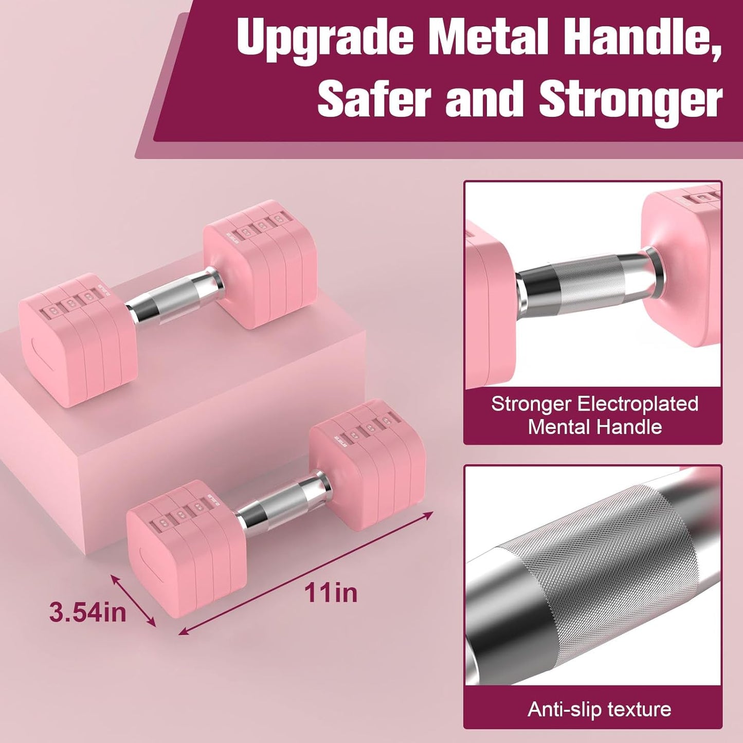 22LBS Adjustable Dumbbells Set, Adjustable Weight Dumbbells with 4 Levels 4.4lb, 6.6lb, 8.8lb, 11lb, Hand Weights Sets for Women/Men Home Gym Full Body Workout