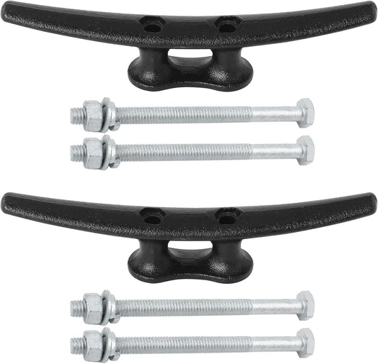 Dock Cleats 6/8/10 inch With Hardware,Electrophoretic Coated Black Boat Cleat Dock Boat Cleats,Rope Cleat Boat Dock Cleats Ideal for Boat Docks, Decks, Piers for Tying up Boats (2,4,6,8,12 Pack)
