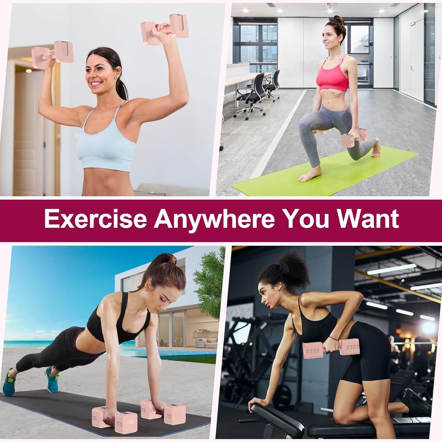 22LBS Adjustable Dumbbells Set, Hand Weights Sets with 5 Levels 3lb, 5lb, 7lb, 9lb, 11lb, Adjustable Weight Dumbbells for Women/Men Home Gym Full Body Workout