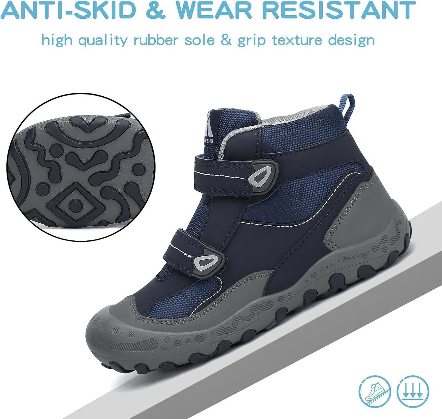 Mishansha Kids Water Resistant Hiking Boots, Boys Girls Anti Collision Anti-Skid Athletic Outdoor Adventure Trekking Shoes