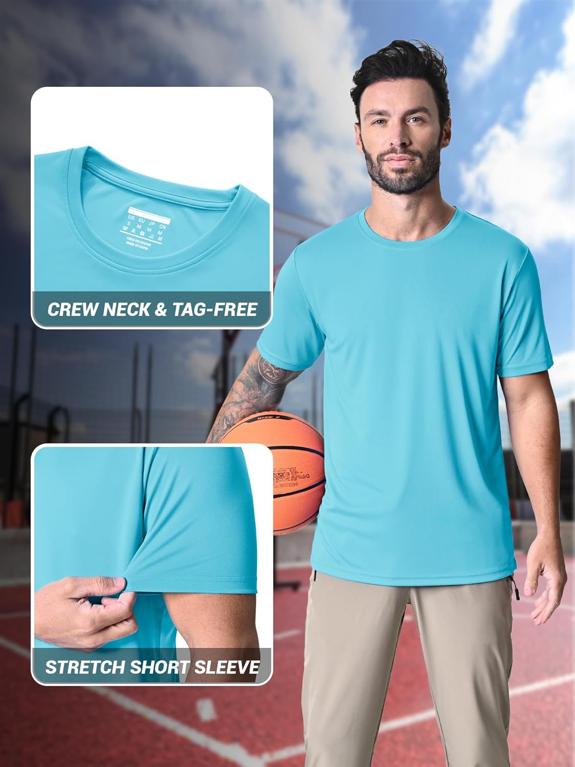 MAGCOMSEN Men's Short Sleeve UPF 50+ T-Shirt Quick Dry Rash Guard Athletic Running Swim Top Tee Performance Water Shirts