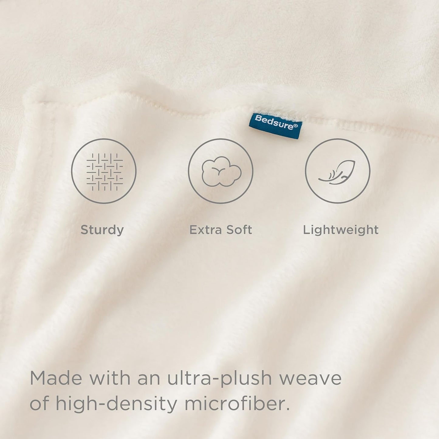 Bedsure Fleece Blankets Queen Size Cream - Bed Blanket Soft Lightweight Plush Fuzzy Cozy Luxury Microfiber, 90x90 inches