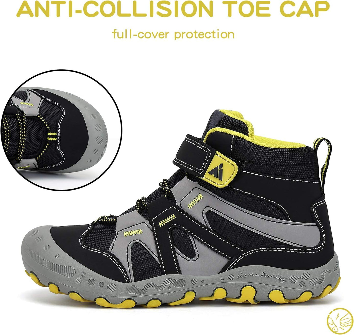 Mishansha Kids Water Resistant Hiking Boots, Boys Girls Anti Collision Anti-Skid Athletic Outdoor Adventure Trekking Shoes