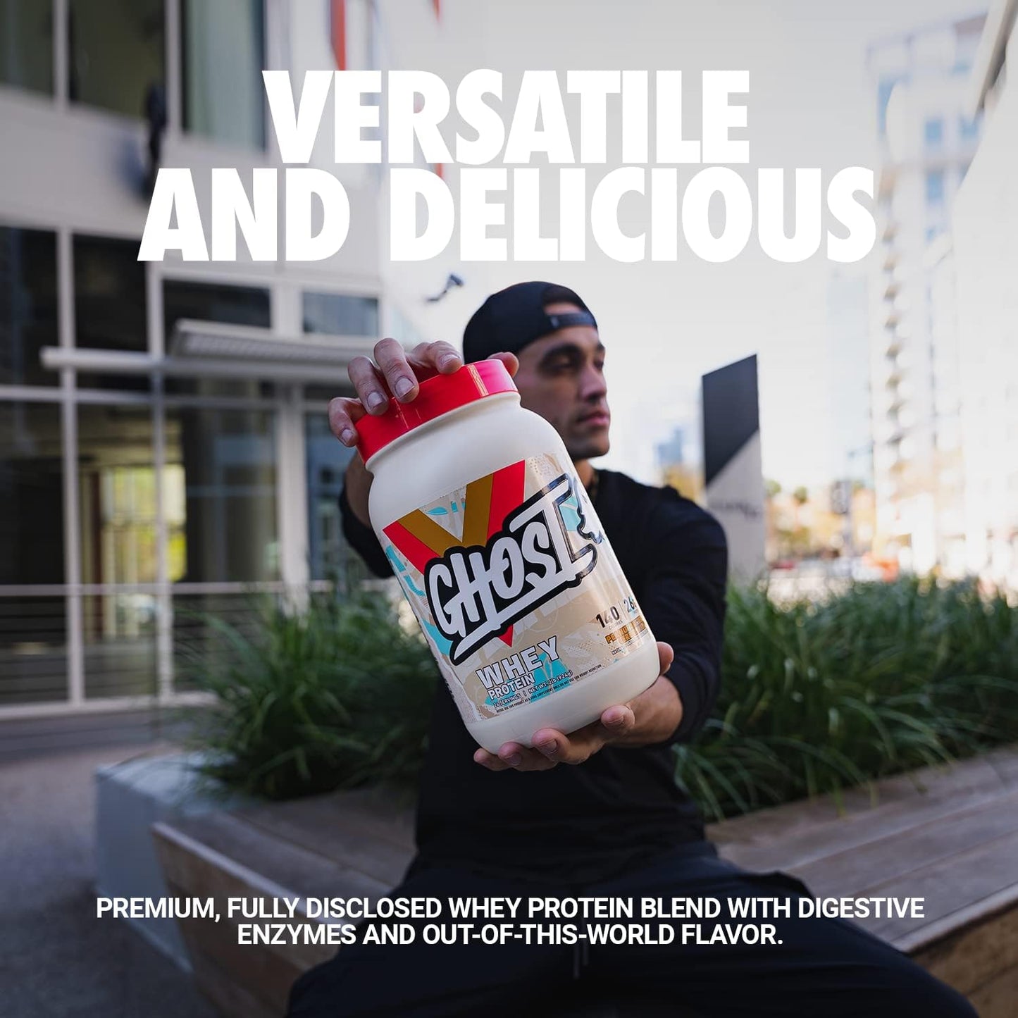 GHOST Whey Protein Powder, Peanut Butter Cereal Milk - 2LB, 26G of Protein - Whey Protein Blend - ­Post Workout Fitness & Nutrition Shakes, Smoothies, Baking & Cooking - Soy & Gluten-Free