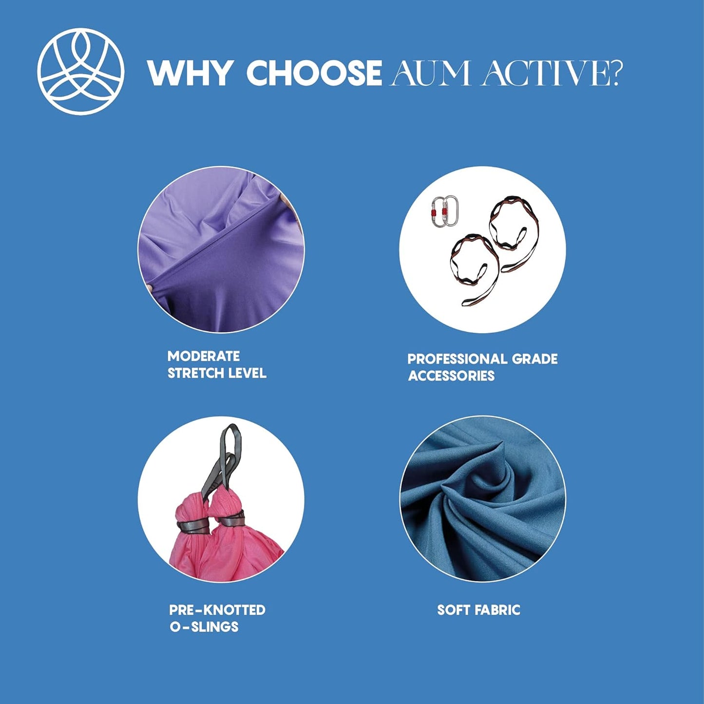 Aerial Silk Yoga Hammock & Swing for Home, Inversion Exercises, Starter Kit for All Levels - Durable with Extension Straps, Carabiners, and Pose Guide