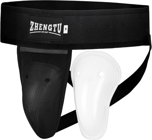 Groin Protector Cup Kickboxing Boxing Muaythai MMA Groin Guard, Jockstrap Karate Training, BJJ Protection, Soccer, Basketball Removable TPE Cup with Silicone Cushioning