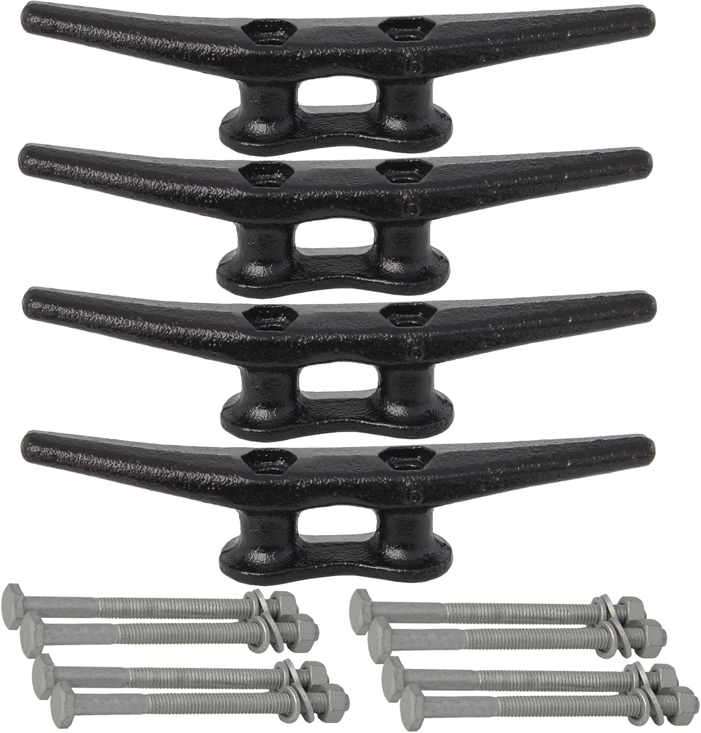 Dock Cleats 6/8/10 inch With Hardware,Electrophoretic Coated Black Boat Cleat Dock Boat Cleats,Rope Cleat Boat Dock Cleats Ideal for Boat Docks, Decks, Piers for Tying up Boats (2,4,6,8,12 Pack)