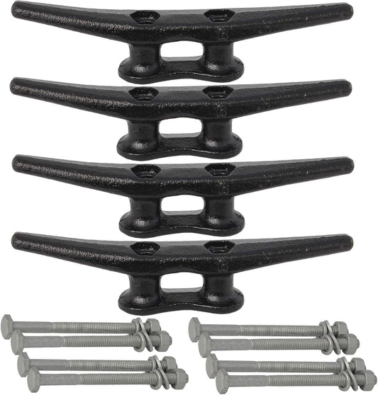 Dock Cleats 6/8/10 inch With Hardware,Electrophoretic Coated Black Boat Cleat Dock Boat Cleats,Rope Cleat Boat Dock Cleats Ideal for Boat Docks, Decks, Piers for Tying up Boats (2,4,6,8,12 Pack)