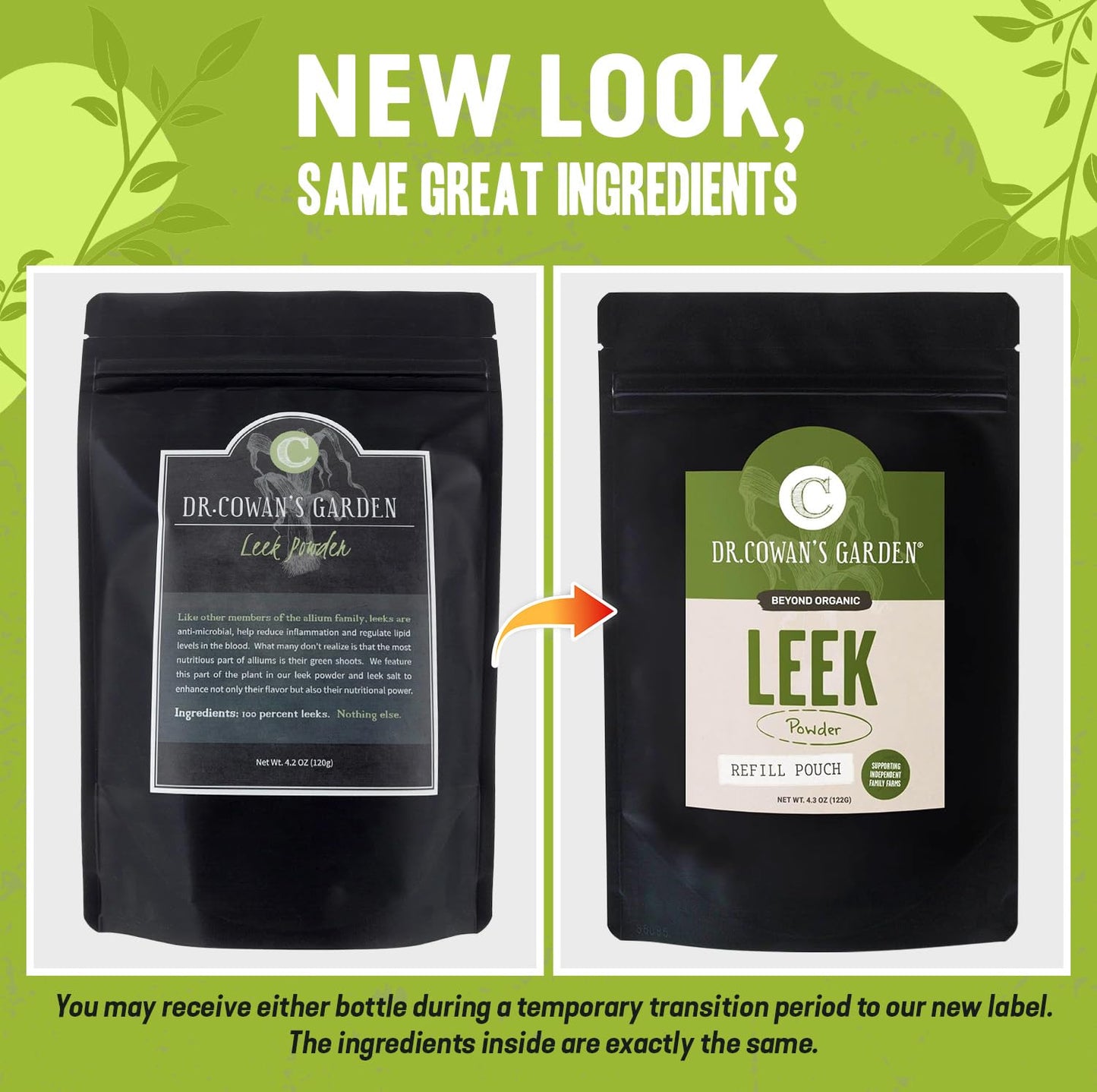 Dr. Cowan’s Garden Leek Powder - Beyond Organic Vegetable Powder, Green Powder Superfood, Super Greens Vegetable Powder, Greens Powder for Nutritional and Culinary Uses, Dehydrated Greens, 50 Servings
