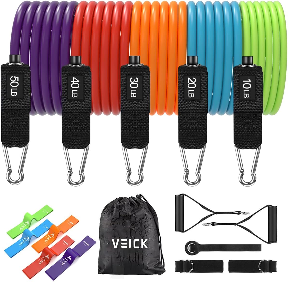 VEICK Resistance Bands, Exercise Bands, Workout Bands, Resistance Bands for Working Out with Handles for Men and Women, Exercising Bands for Fitness Weights Work Out at Home