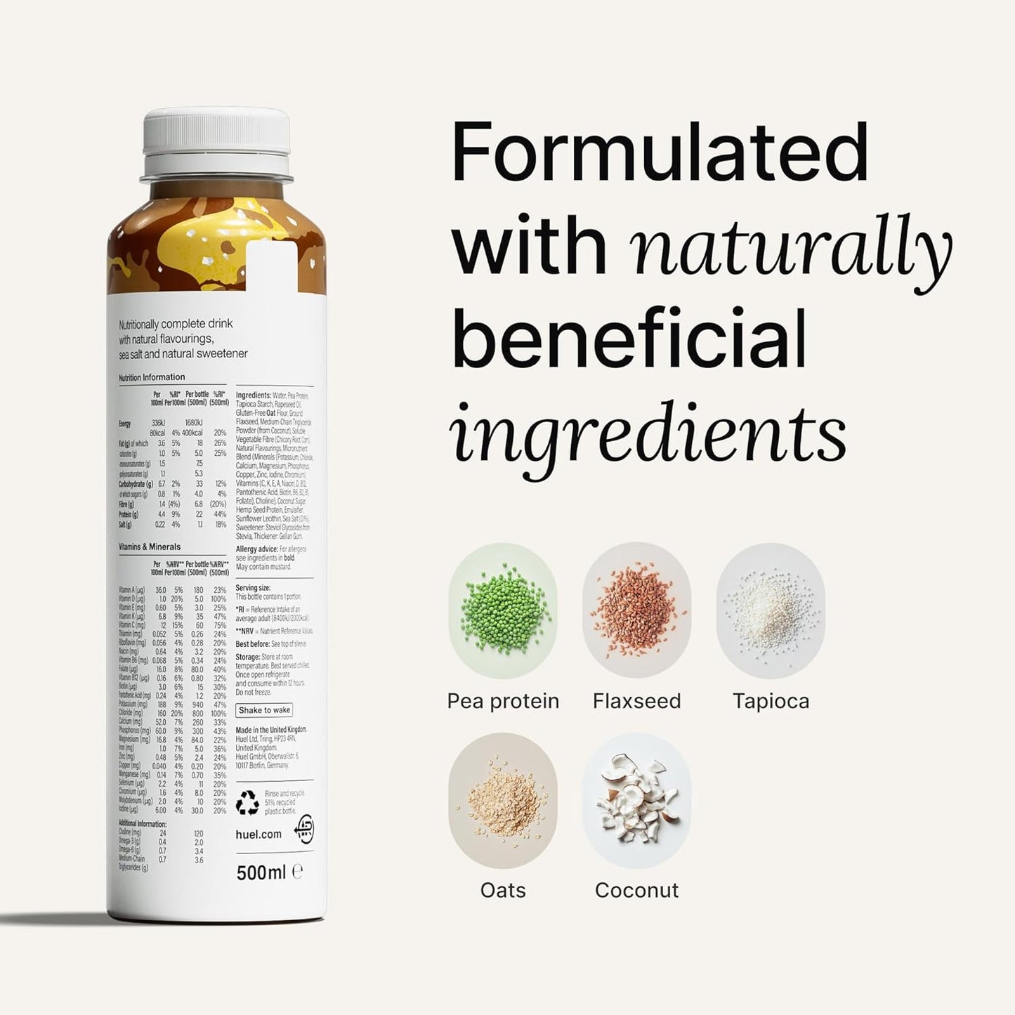 Huel Ready-to-Drink | Salted Caramel Meal Replacement Drink | High Protein Drink | Nutritionally Complete, Low Sugar, High Fiber, Plant Based, Vegan, Healthy | 22g Protein Per Bottle, 16.9 Fl Oz (12 Pack)