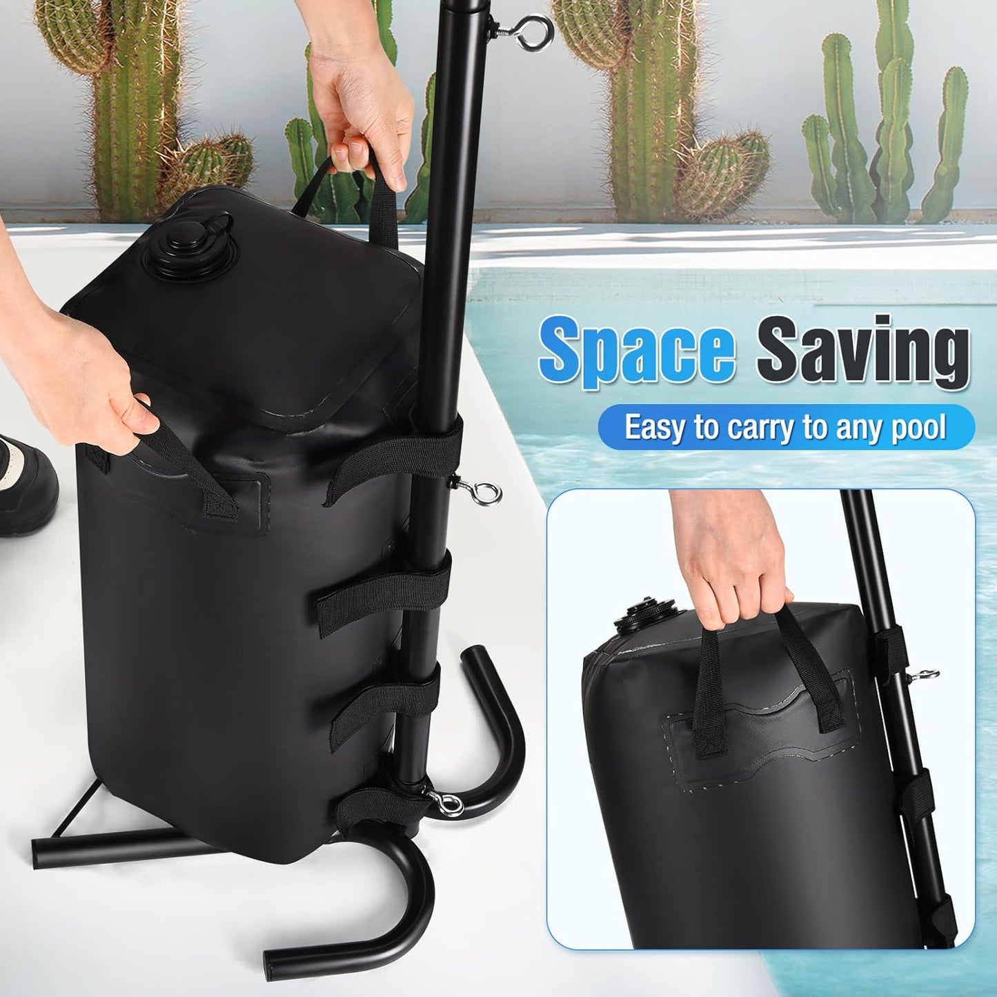 Pool Volleyball Net, Heavy-duty Pool Volleyball Set with 2 Pool Volleyballs, Stabilizing Pool Volleyball Net Holder with Two 25L Dual Water Bags Support - Pool Games for Adults and Family Needs