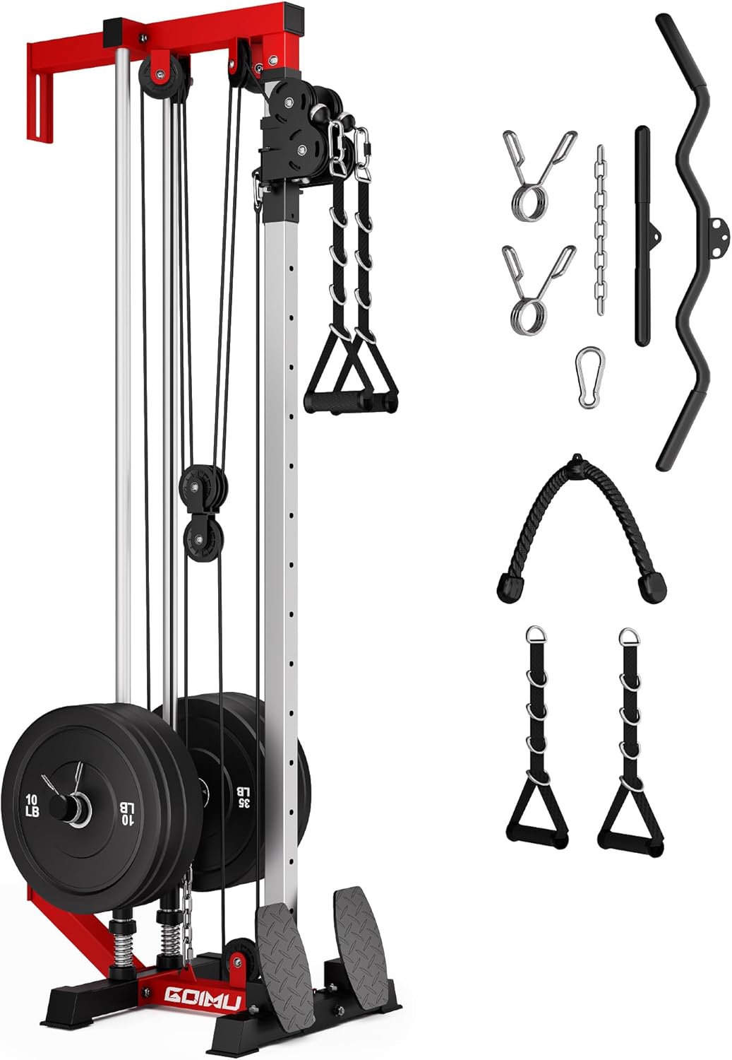 Wall Mount Cable Station, WM1 Cable Crossover Machine with 17 Positions, High and Low Cable Crossover Machine with Removable Footplate for Garage Home Gym