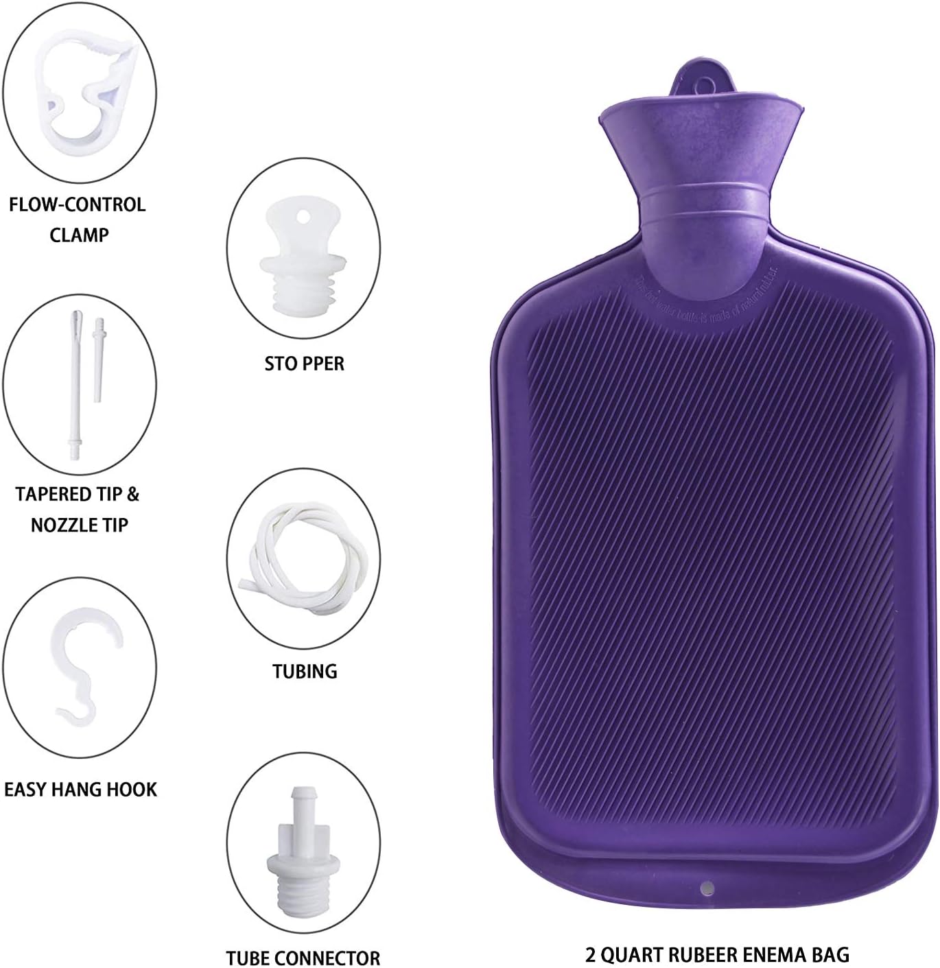 Abyclean Enema Bag Kit Rubber Anal Douche Vaginal Douche Enema Cleaner for Women’s or Man’s Health (Purple, 2L)