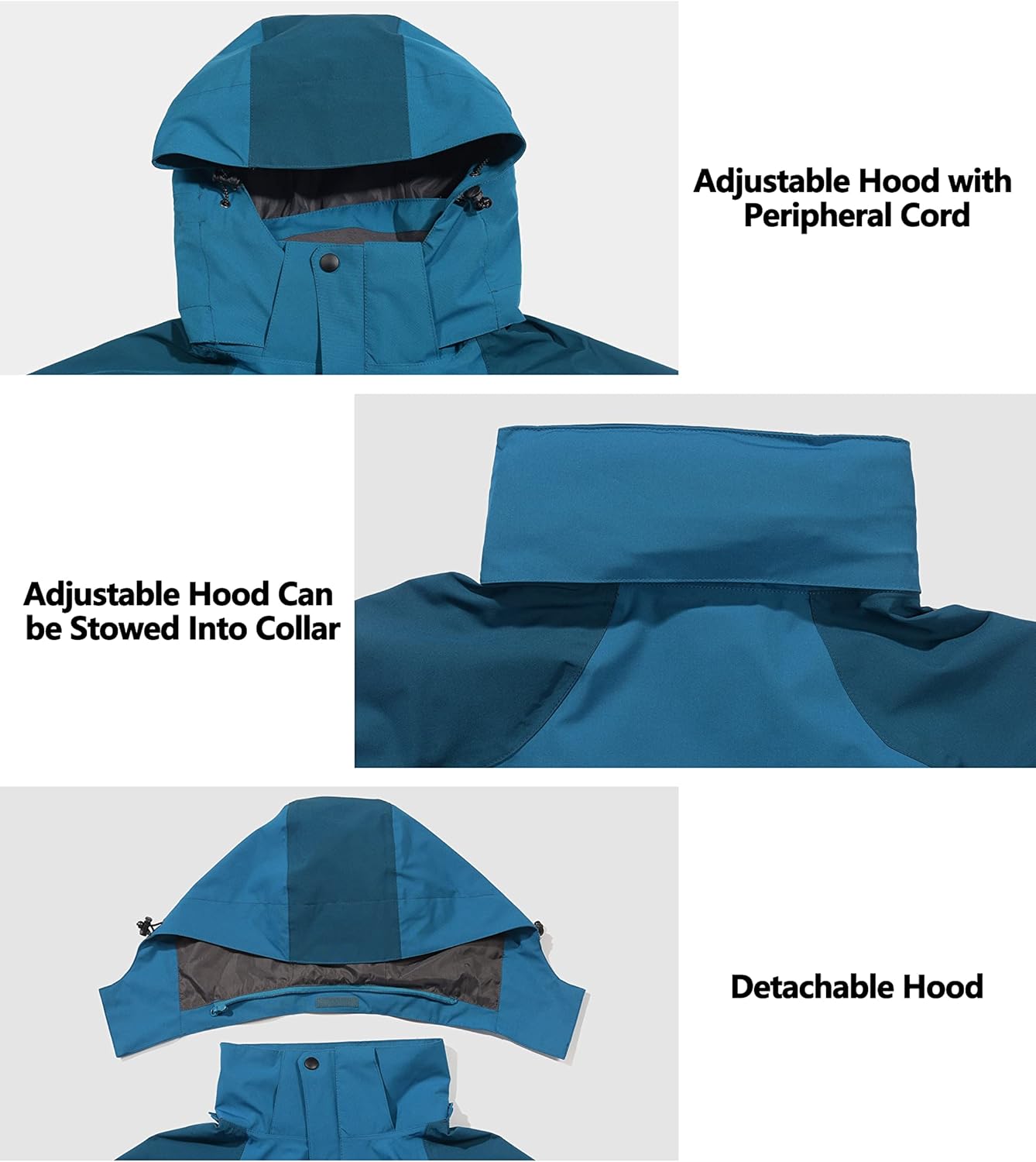 Little Donkey Andy Men's Waterproof Rain Jacket Outdoor Lightweight Hooded Raincoat for Hiking Golf Travel Fishing