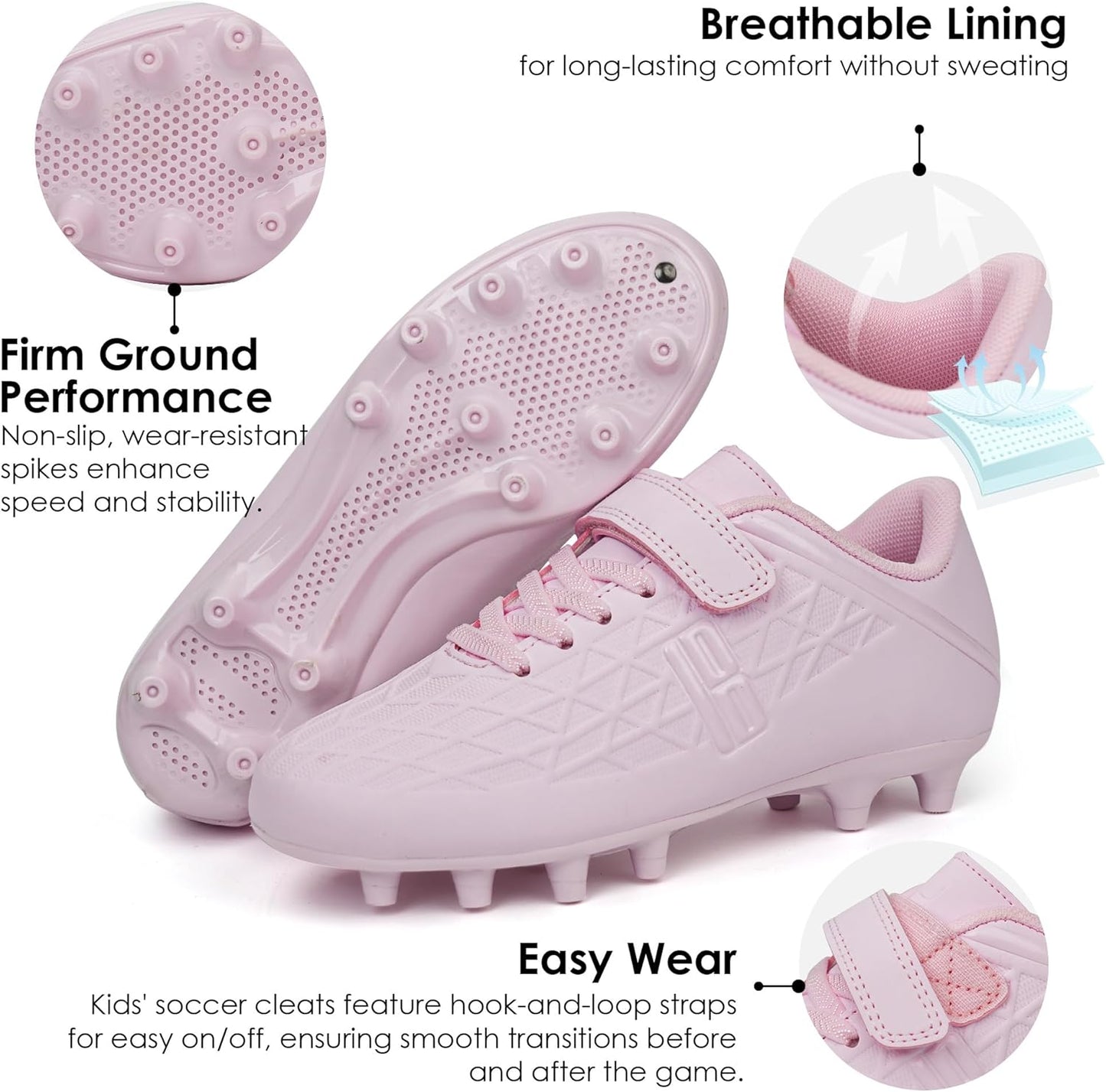 brooman Kids Firm Ground Soccer Cleats Boys Girls Football Cleats with Soccer Socks