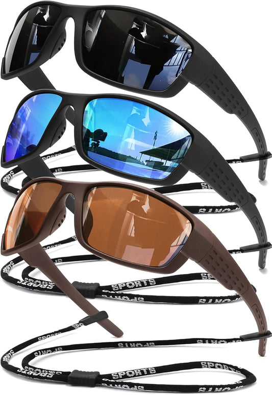 Polarized Sports Sunglasses Men UV400 Protection Lightweight Wrap Around Goggles for Cycling Fishing Driving Running