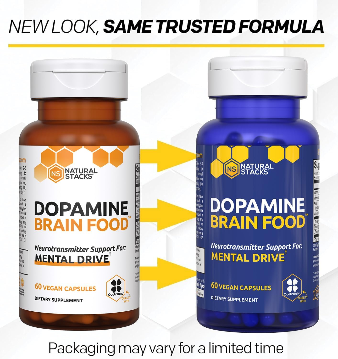 Dopamine Brain Food - 650mg L-Tyrosine Supplement - Dopamine Supplement for Focus & Mental Drive - Supports Mental Energy - Neurotransmitter Support with B Vitamins - 60 Capsules