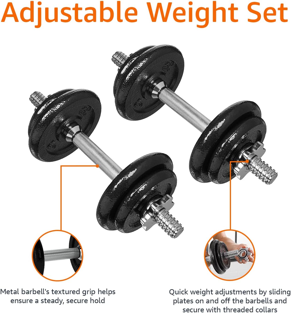 Amazon Basics Adjustable Dumbbell Hand Weight Set, 38 pound, Black