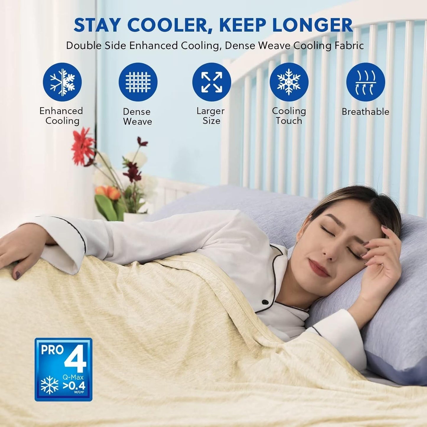 HOMFINE Cooling Blankets for Hot Sleepers - Summer Blanket Thin Lightweight Breathable Soft Double Side Enhanced Cooling for Bed Couch Sofa, Keep Cool for Night Sweats (Beige, 60 x 80 inches)