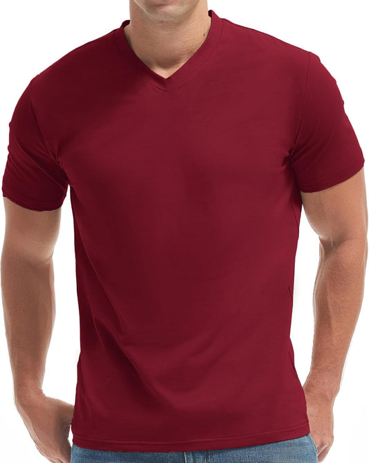 VEIISAR Premium V Neck T Shirts for Men - Modern Fitted Tees Vneck Undershirts