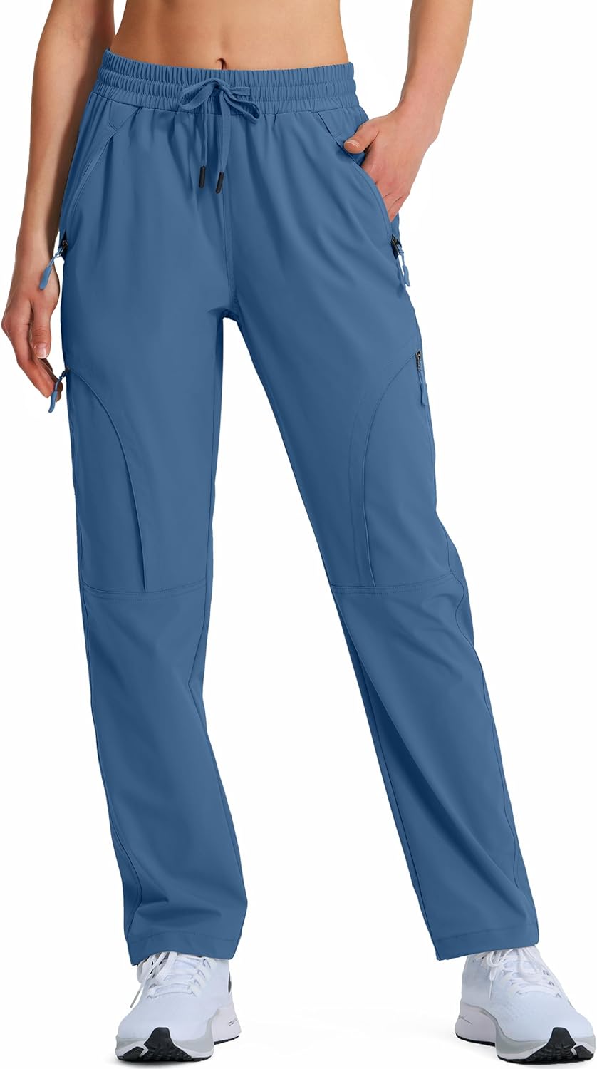 Women's Hiking Pants Quick Dry Lightweight Cargo Pants UPF 50 Water Resistant Zipper Pockets for Golf Travel Work Camping