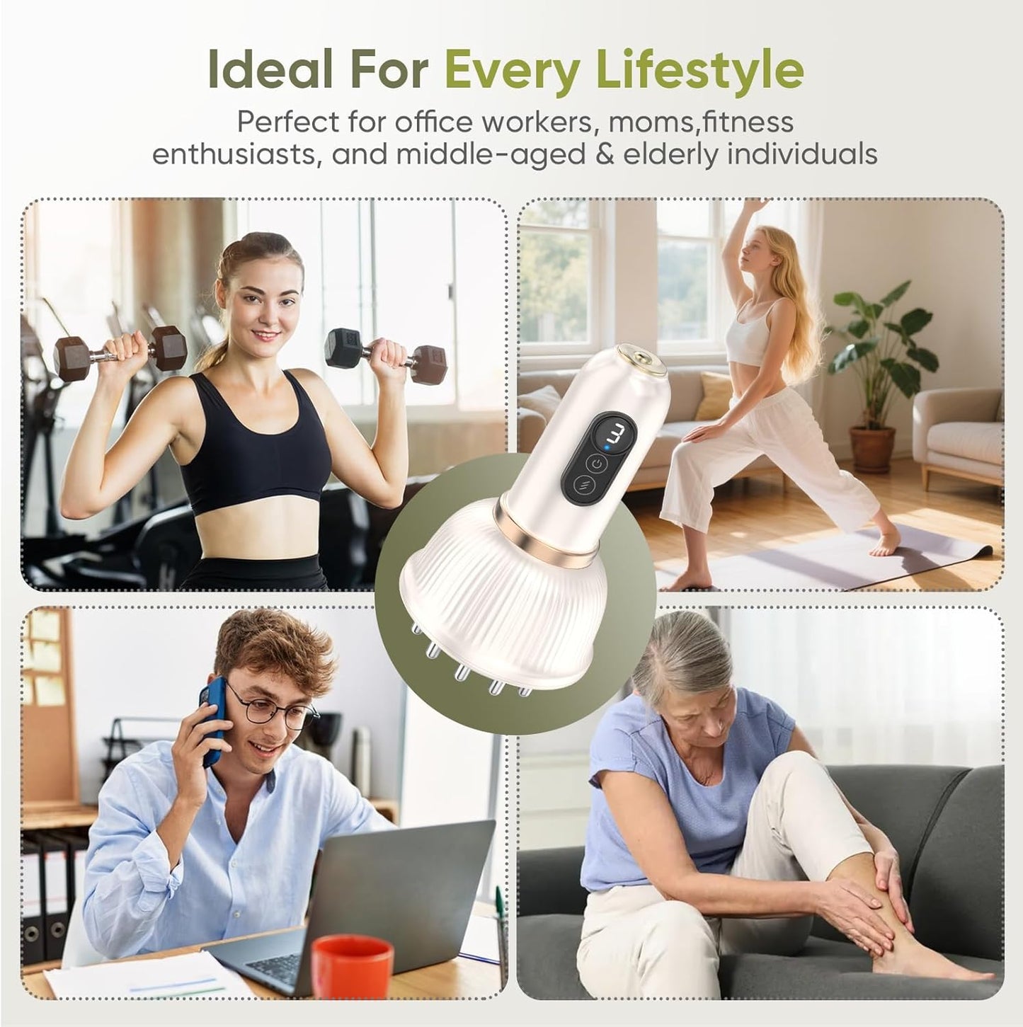 Lymphatic Drainage Massager & Anti Cellulite Massage Tool — Body Sculpting Machinefor Legs, Arms & Belly, Body,Helps Reduce Stretch Marks & Cellulite,with Microcurrent, Light Heat & Vibration